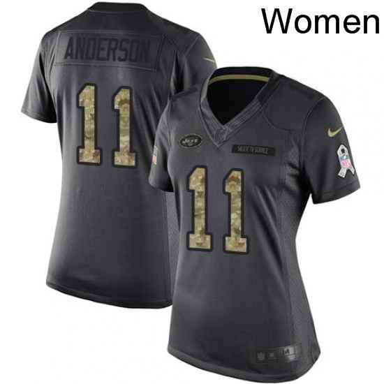 Womens Nike New York Jets 11 Robby Anderson Limited Black 2016 Salute to Service NFL Jersey